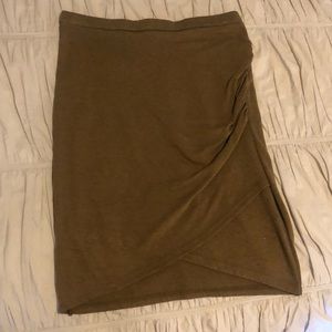 Leith army green high waist stretch wrap skirt - M